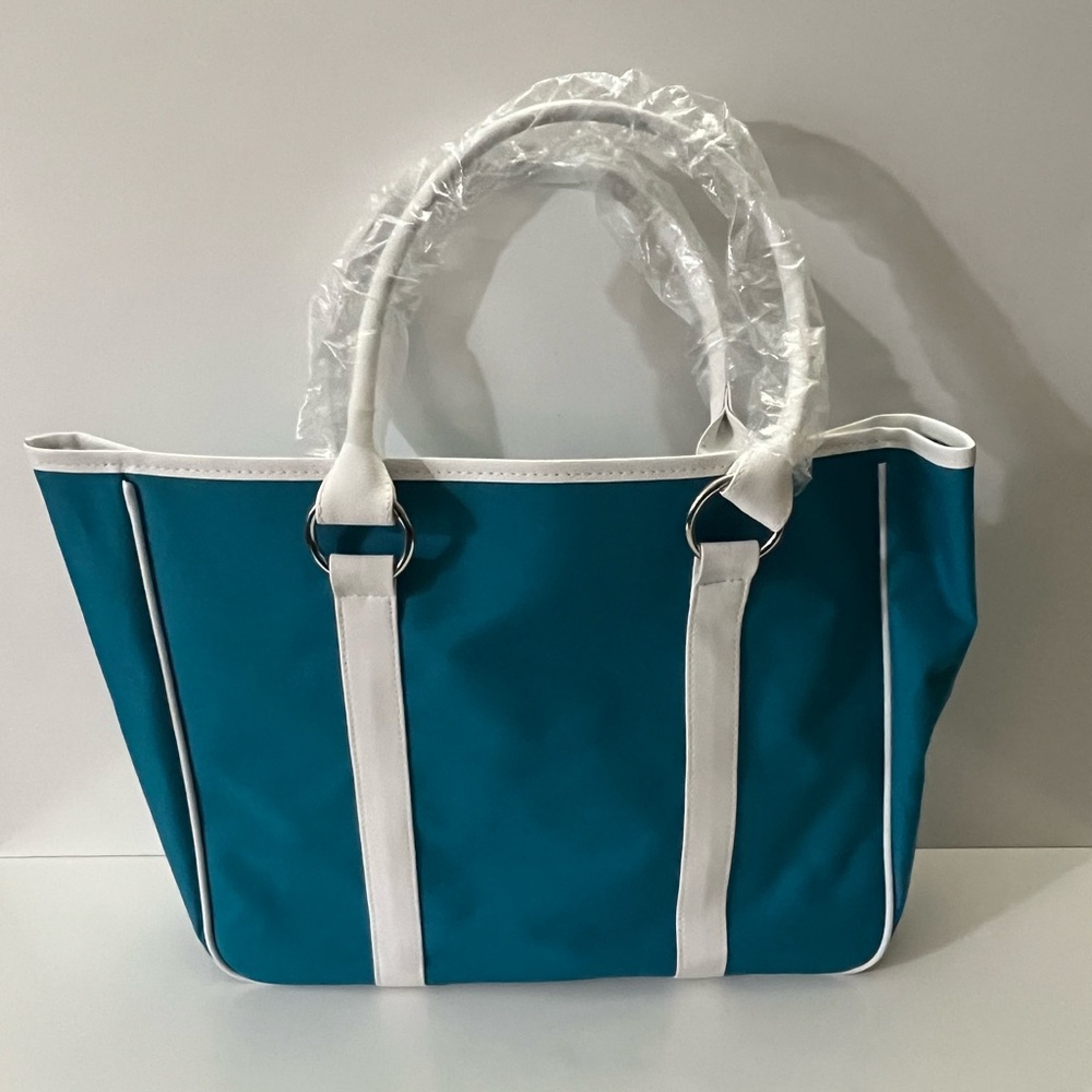 Lancome (Paris) Tote Bag Turquoise Blue Beach Cruise Travel Casual Vacation - Picture 5 of 9